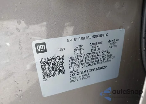 2023 Chevrolet Malibu Fwd 1Lt из США, поврежденный, VIN 1G1ZD5ST3PF188822